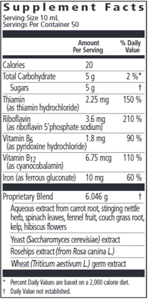 Floradix Iron & Herbs 17oz (Salus) Supplement Facts