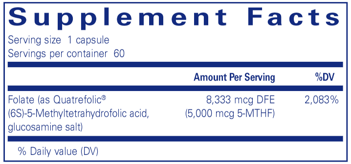 Folate 5,000 (Pure Encapsulations) Supplement Facts