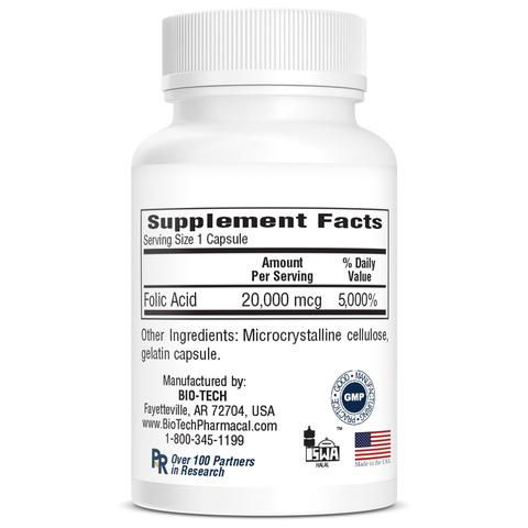 Folic Acid 20 mg (Bio-Tech Pharmacal) Supplement Facts