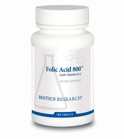 Folic Acid 800 (with B12) (Biotics Research)