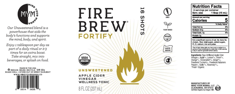 Fortify Blend Unsweetened (Fire Brew) Label