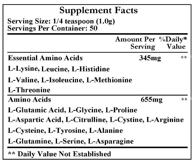 Free-Form Amino Acids (Ecological Formulas) Supplement Facts