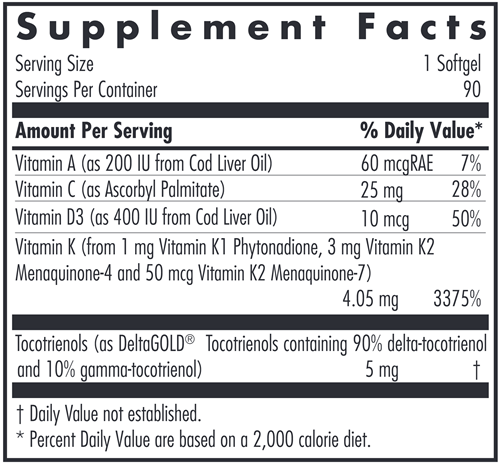 Full Spectrum Vitamin K (Allergy Research Group) supplement facts
