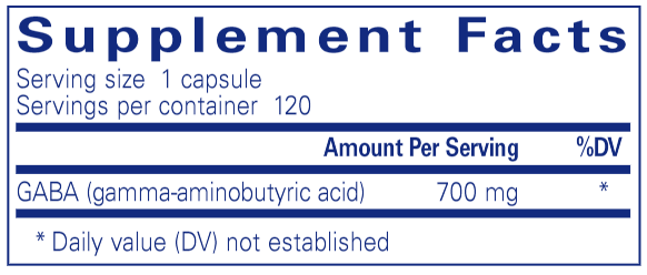 GABA 120 Caps (Pure Encapsulations) Supplement Facts