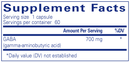 GABA pure encapsulations supplement facts