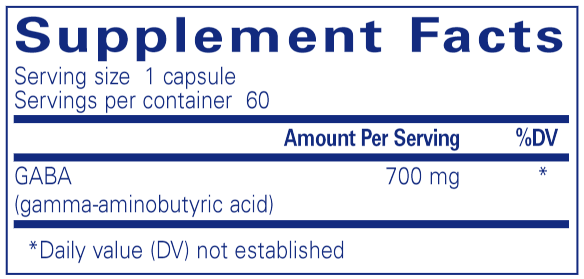 GABA 60 Caps (Pure Encapsulations) Supplement Facts