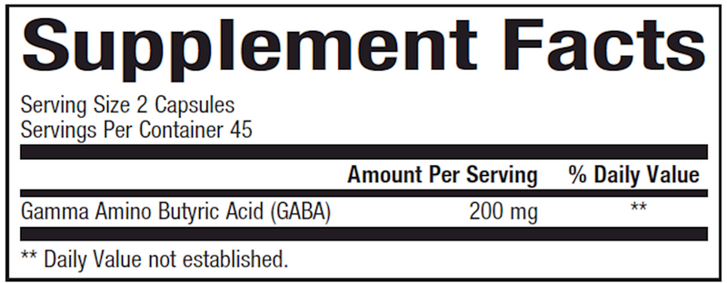 GABA-Pro (Bioclinic Naturals) Supplement Facts