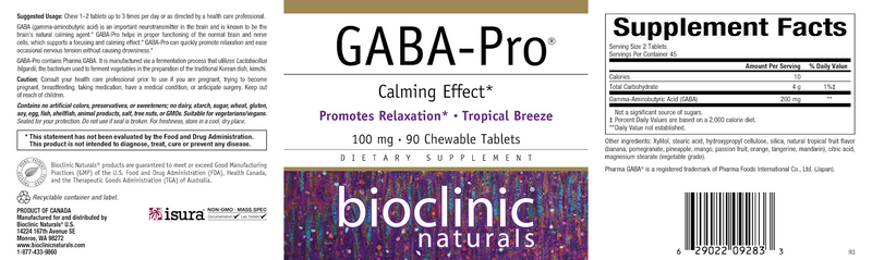 GABA-Pro - Tropical Breeze (Bioclinic Naturals) Label