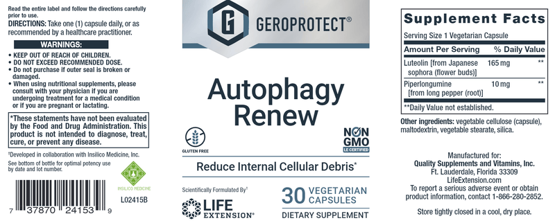 GEROPROTECT Autophagy Renew (Life Extension) Label