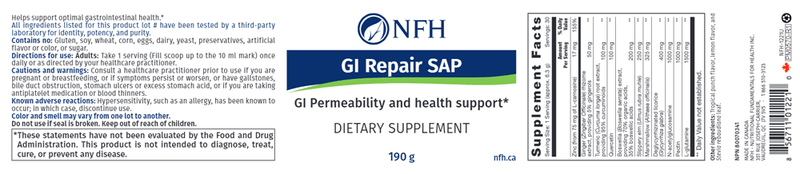 GI Repair SAP (NFH Nutritional Fundamentals) Label