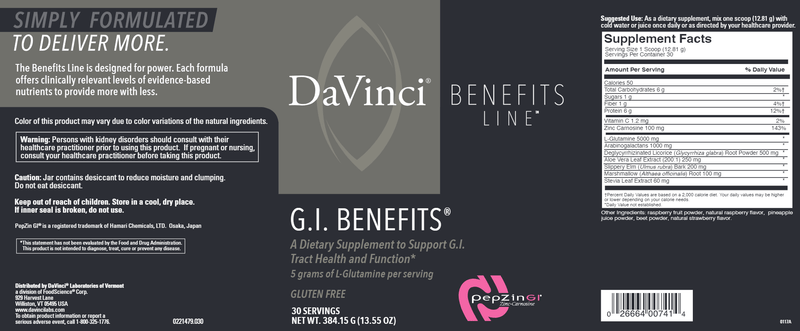 GI Benefits (DaVinci Labs) Label