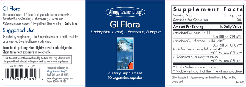 GI Flora (Allergy Research Group) label