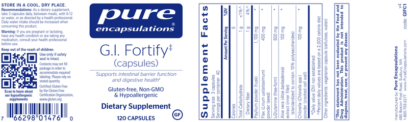 GI Fortify Capsules (Pure Encapsulations) Label