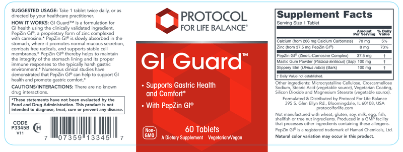 GI Guard (Protocol for Life Balance) Label