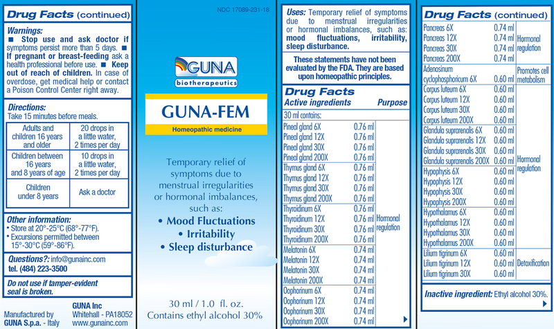 GUNA-Fem (Guna, Inc.) Label