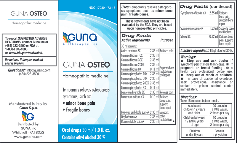 GUNA-Osteo oral drops 1 fl oz (Guna, Inc.) Label