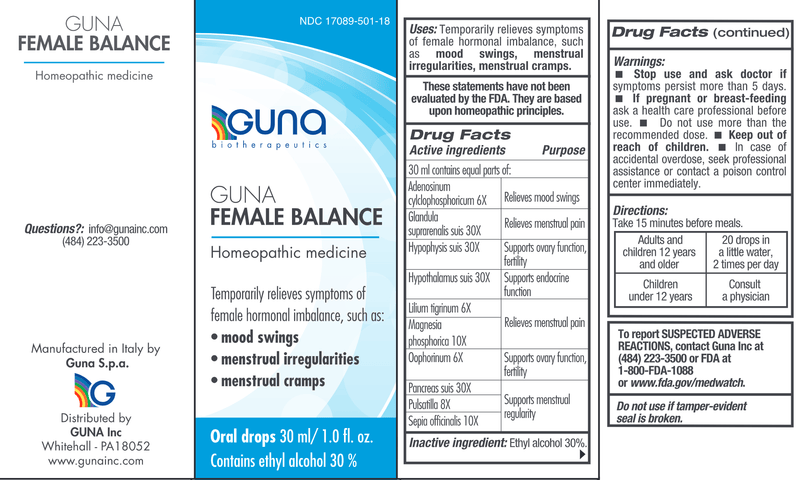 GUNA Female Balance (Guna, Inc.) Label