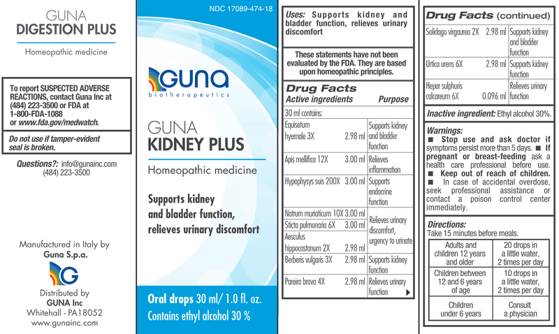GUNA Kidney Plus (Guna, Inc.) Label