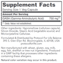 gaba 750 mg (protocol for life balance) supplement facts