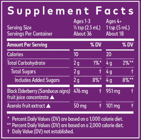 GaiaKids® Black Elderberry Syrup (Gaia Herbs) supplement facts