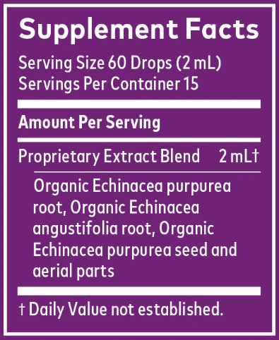 GaiaKids® Echinacea Supreme Herbal Drops 1oz (Gaia Herbs) supplement facts