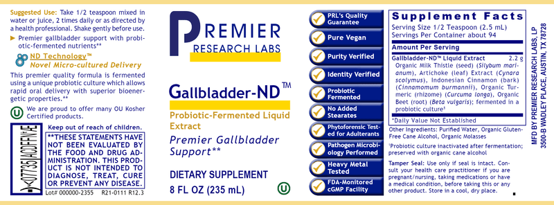 Gallbladder-ND (Premier Research Labs) Label