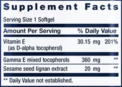 gamma e mixed tocopherols (life extension) supplement facts