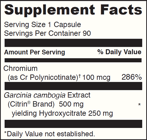 Garcinia Cambogia With Chromemate DaVinci Labs Supplement Facts