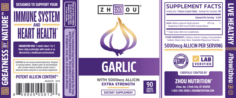 Garlic (ZHOU Nutrition) Label
