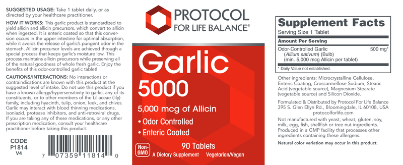Garlic 5000 (Protocol for Life) Label