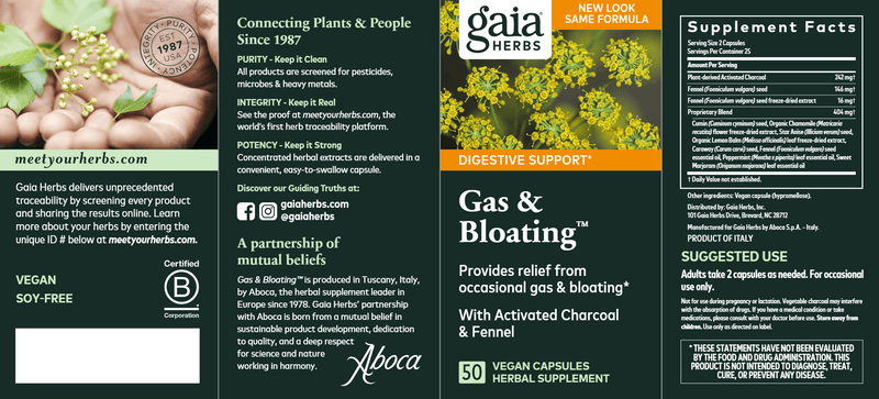 Gas & Bloating™ (Gaia Herbs) Label