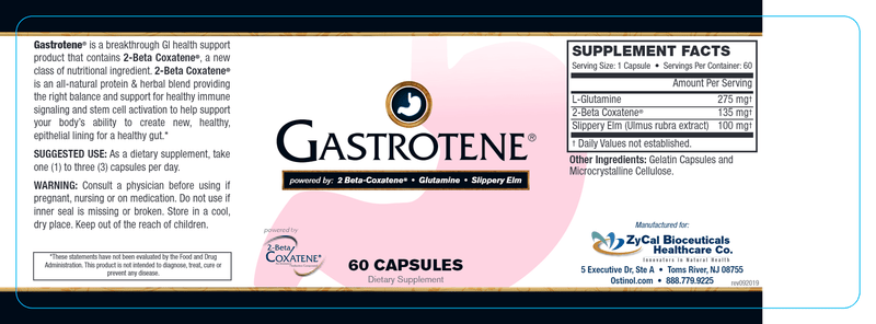 Gastrotene (ZyCal Bioceuticals) Label