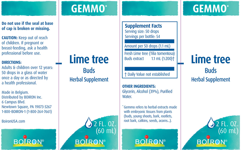 Gemmo Lime Tree Buds (Boiron) Label