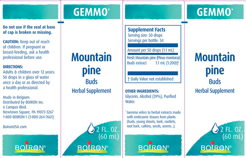 Gemmo Mountain Pine Buds (Boiron) Label