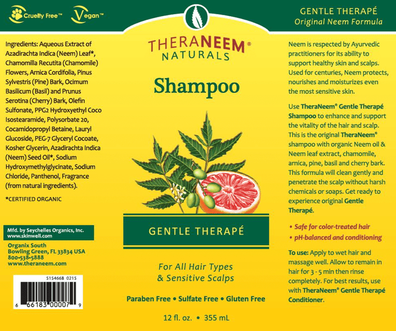 Gentle Therape Shampoo (Theraneem) Label