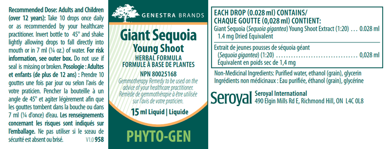 Giant Sequoia Young Shoot Genestra Label