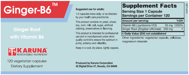 Ginger-B6 (Karuna Responsible Nutrition) Label