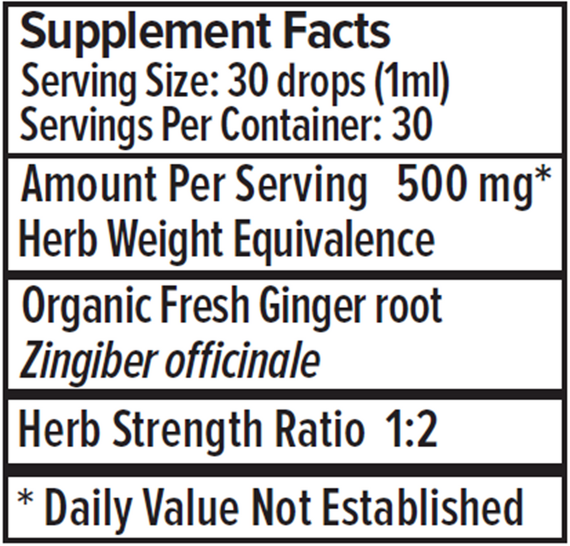 Ginger Liquid Extract (Banyan Botanicals) Supplement Facts