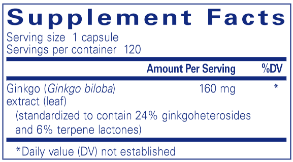 Ginkgo 50 160 Mg. (Pure Encapsulations) Supplement Facts