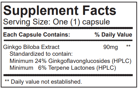 Ginkgo 90 Progena Supplement Facts