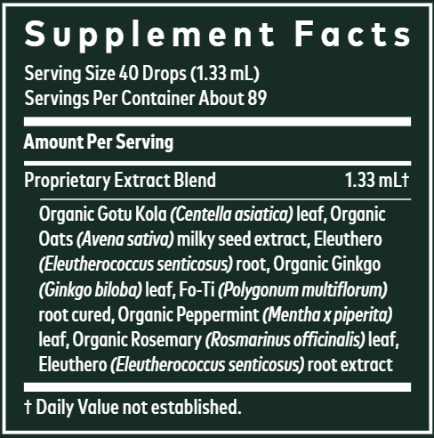 Ginkgo/Gotu Kola Supreme 4oz (Gaia Herbs) supplement facts