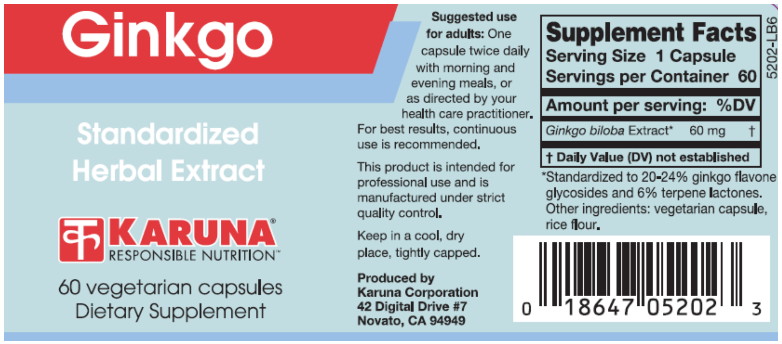 Ginkgo (Karuna Responsible Nutrition) Label
