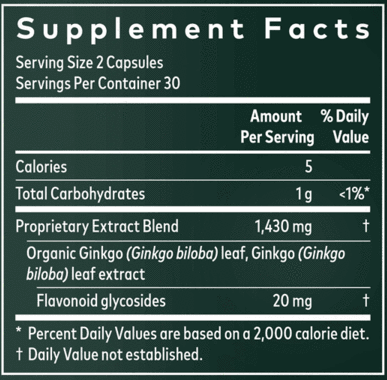 Ginkgo Leaf (Gaia Herbs) supplement facts
