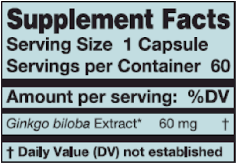 Ginkgo (Karuna Responsible Nutrition) Supplement Facts