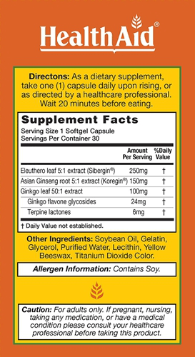 Ginkgo Vital 3 100 mg (Health Aid America) Label 2
