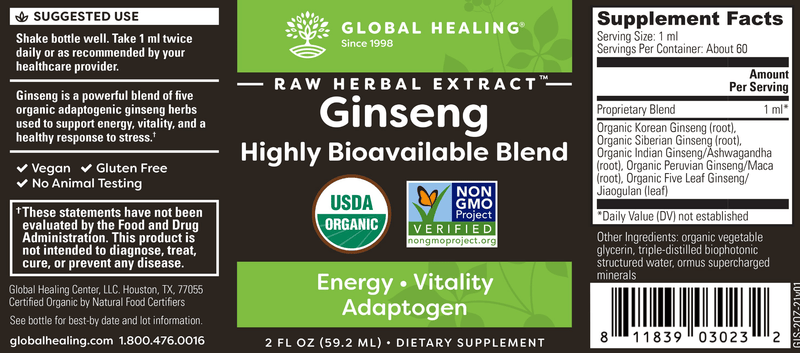 Ginseng Global Healing Label