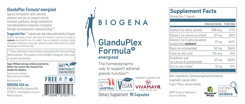 GlanduPlex Formula Energized Biogena Label