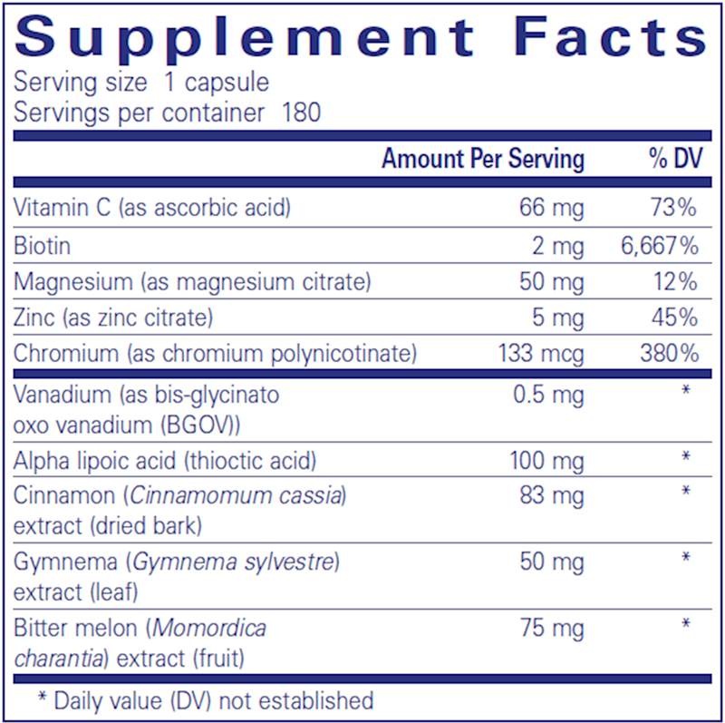 GlucoFunction 180ct (Pure Encapsulations) Supplement Facts