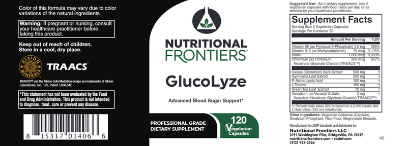 buy glucolyze (nutritional frontiers)