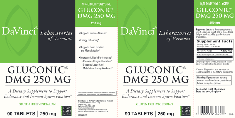 Gluconic Dmg 250 mg 90 Tabs DaVinci Labs Label